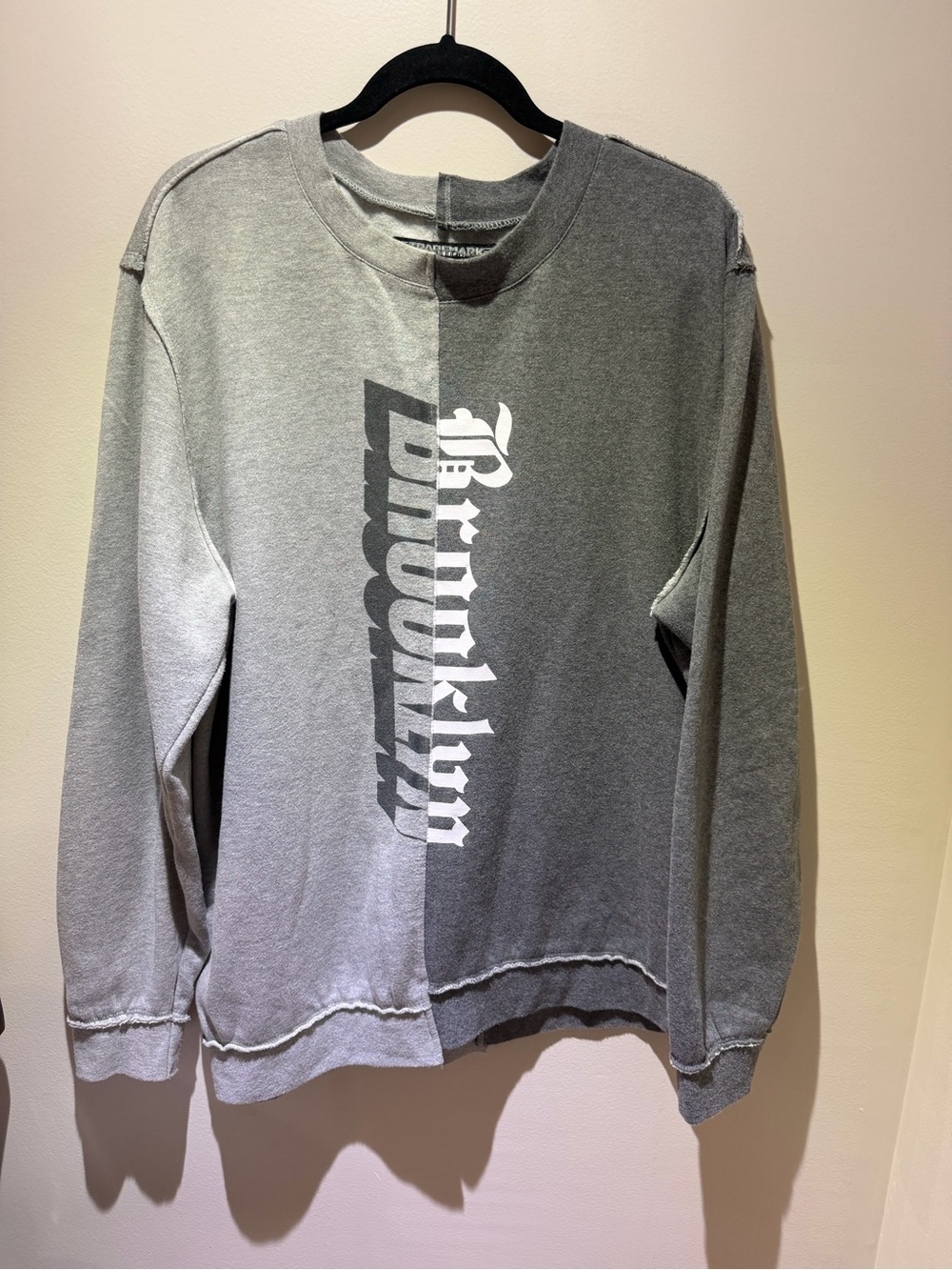 Brooklyn Cloth Reconstructed Splice Crewneck Sweatshirt Two Tone Grey XL